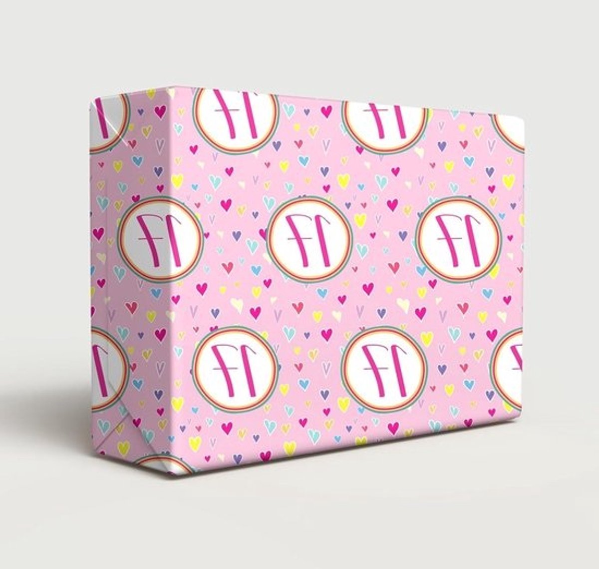 Inpakpapier Cadeaupapier - Cadeaupapier Vellen - Verjaardag Inpakken - Veelkleurige Harten Design - 50cm x 70cm - Roze