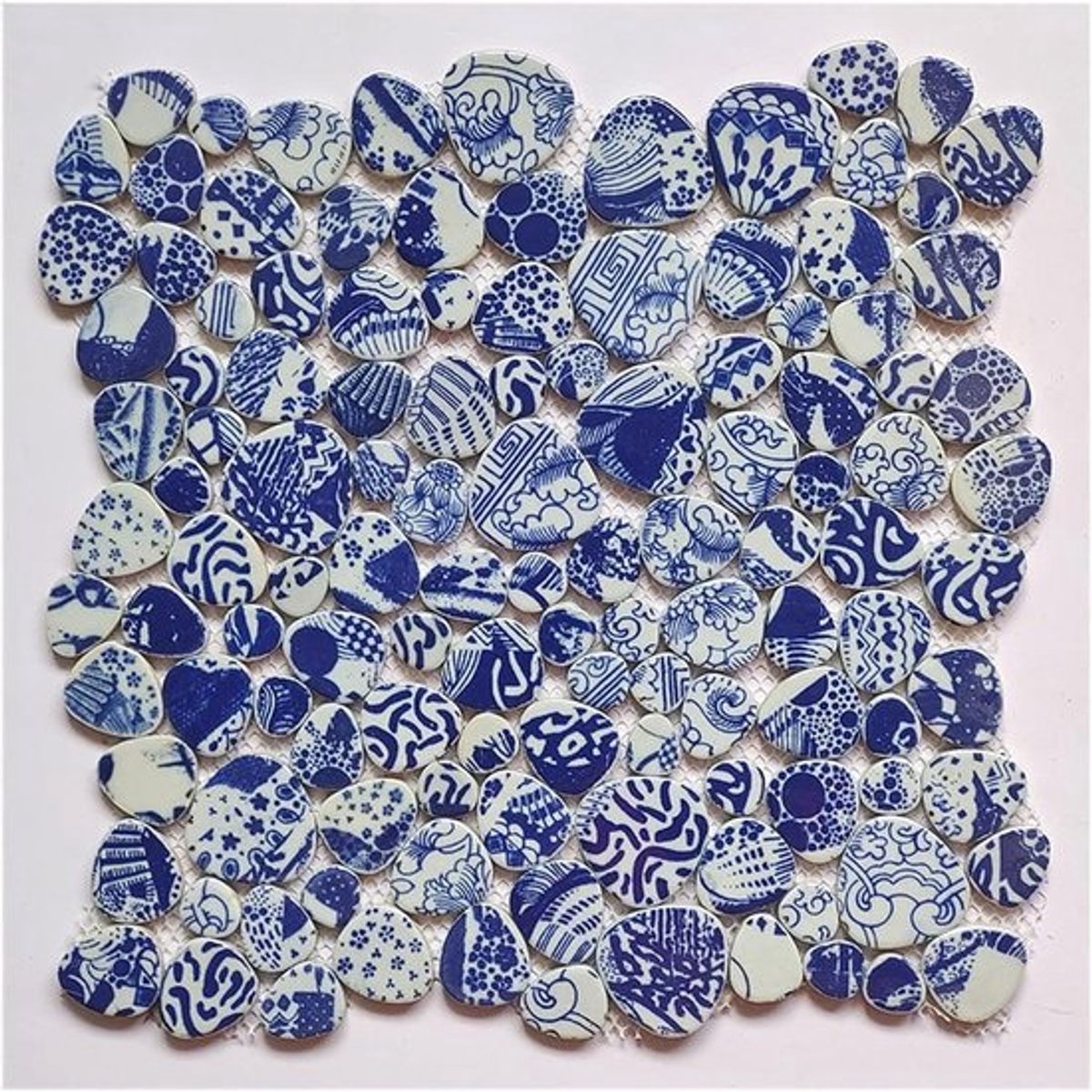 Mozaïektegels Keramiek - Keramische Mozaïeksteentjes - Decoratie Maken - Onregelmatige Vormen - 200g - Blauw Wit