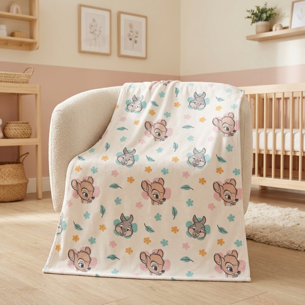 Disney Bambi en Stampertje fleece plaid 110 x 150 cm flanel Meerkleurig