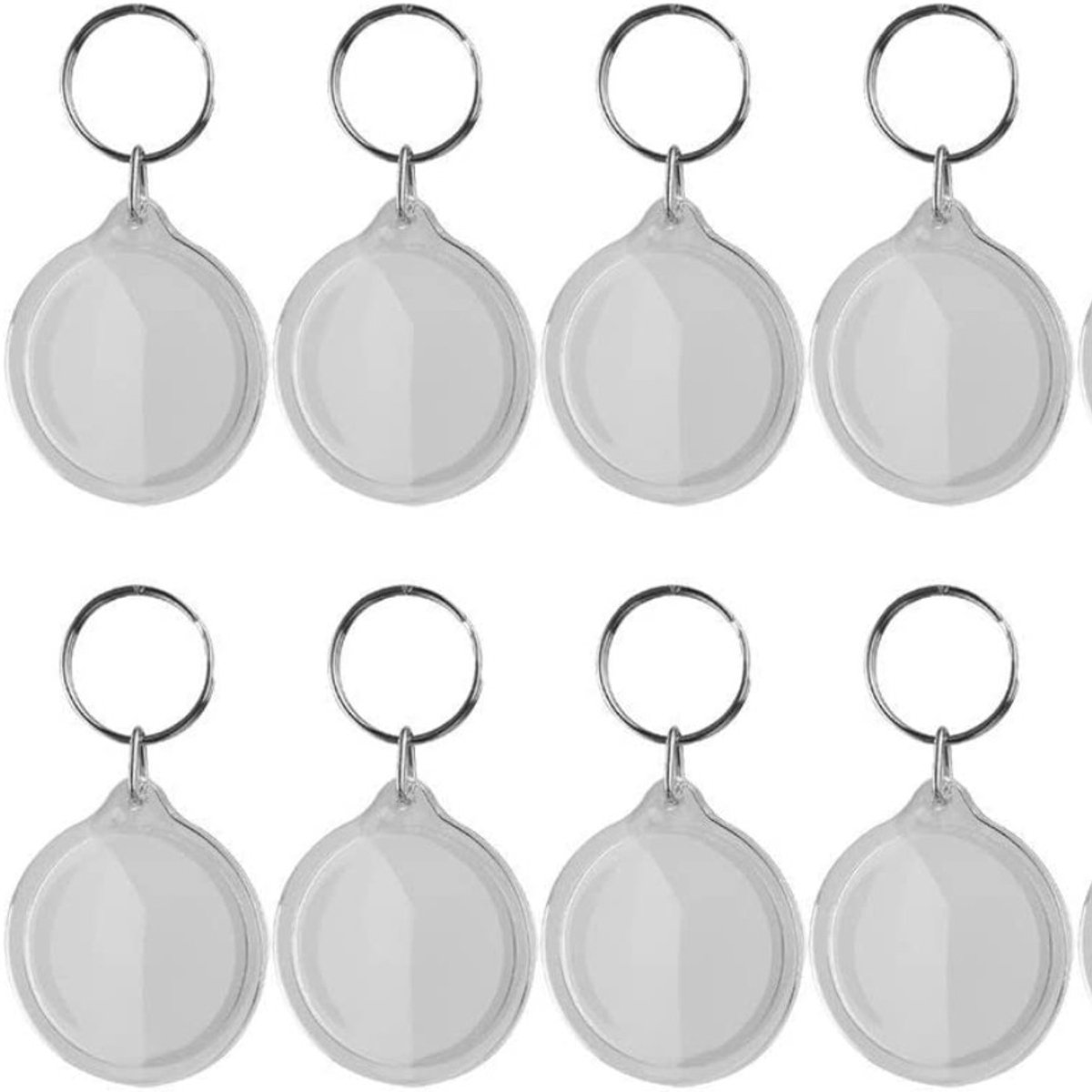 Foto sleutelhanger Rond – Blanco - Acryl sleutelhanger – Transparant – Foto, tekst, Logo – Formaat 4,5 x 4 cm – 10 stuks