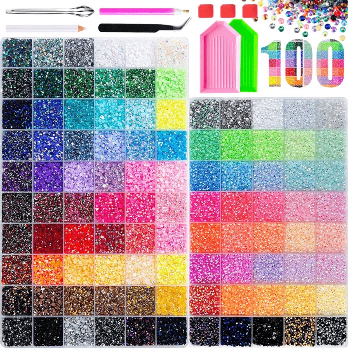 Currero Bedazzle Kit - Bedazzling - Plakstenen - Strass Steentjes - DIY Versieren - Nagel Decoratie - Met Lijm En Gereedschap - Glas Kristallen