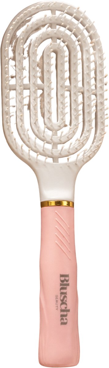 Bluscha® – Anti Klit Haarborstel – Detangling Brush – Krullenborstel – Ventilatieborstel – Föhnborstel – Lichtgewicht – Voor Nat & Droog Haar - Roze - Wit