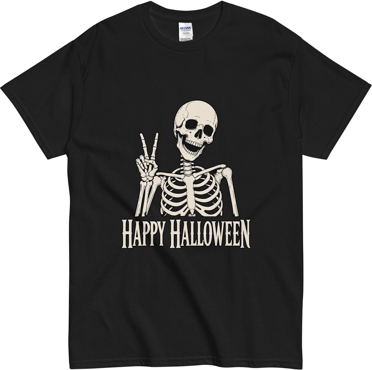 Grappig Heren en Dames Halloween T Shirt - Skelet Print en Tekst - Zwart - XXL