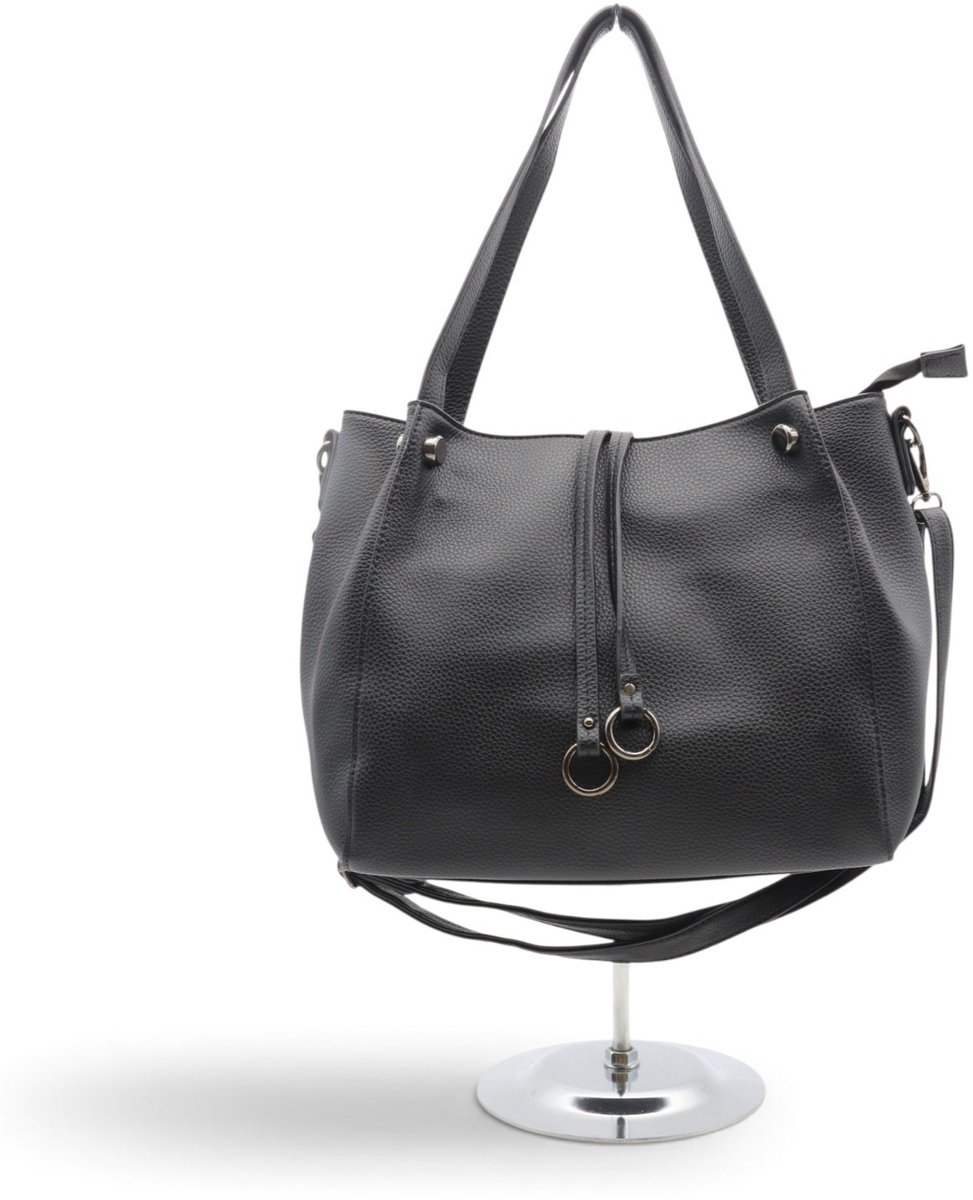 Flora&Co - ROMY - zacht generfd kunstleer - handtas/dames tas - met lange instelbare draagriem - zwart
