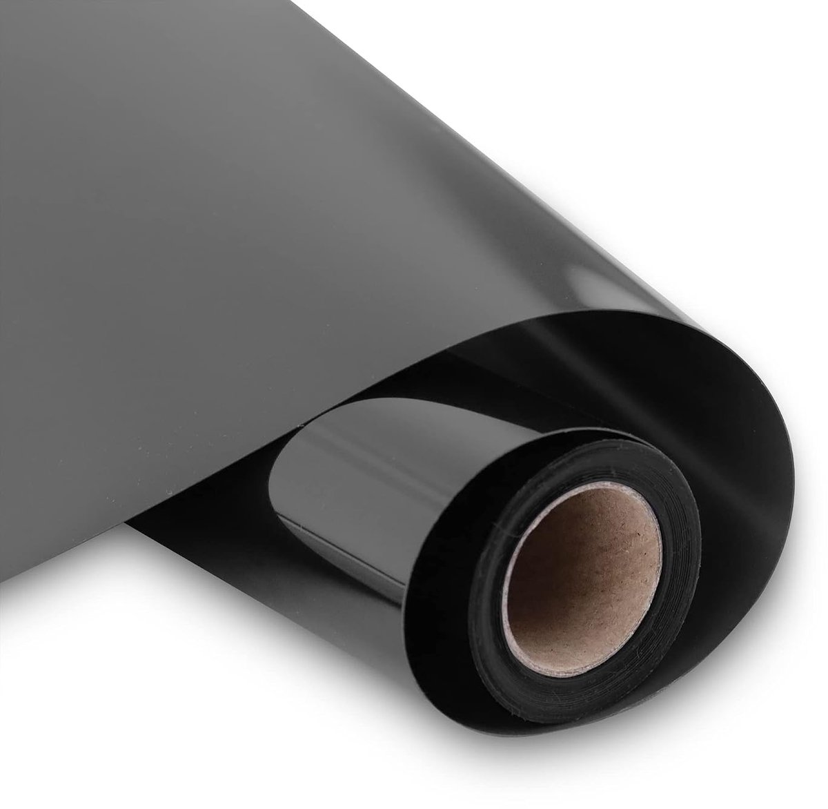 Warmteoverdracht vinyl rol zwart 30,5 x 305 cm, permanent HTV-vinyl voor T-shirts en textiel, eenvoudig te snijden en te strijken
