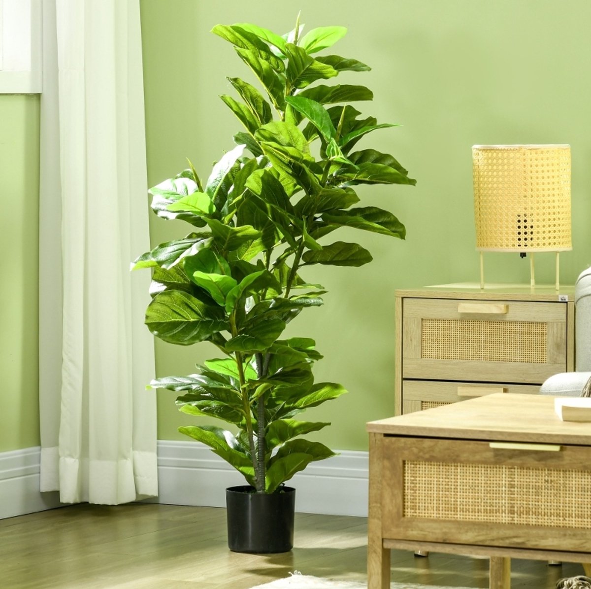 MODFU - Kunstplant - Ficus - 110 Cm - 90 Bladeren - Met Pot - Groen