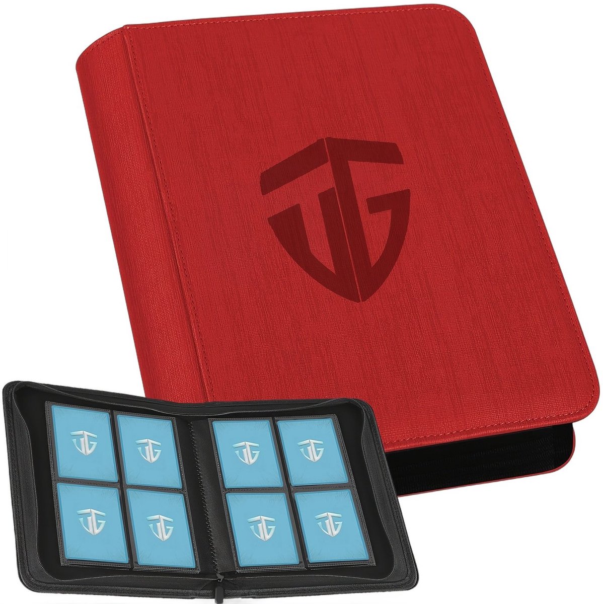 Currero Toploader Binder - Verzamelmap Kaarten - Geschikt voor Pokemon - 4 Pocket - 9 Pocket - 12 Pocket - Trading Card Map - Toploadermap - Rood - 160 Kaarten