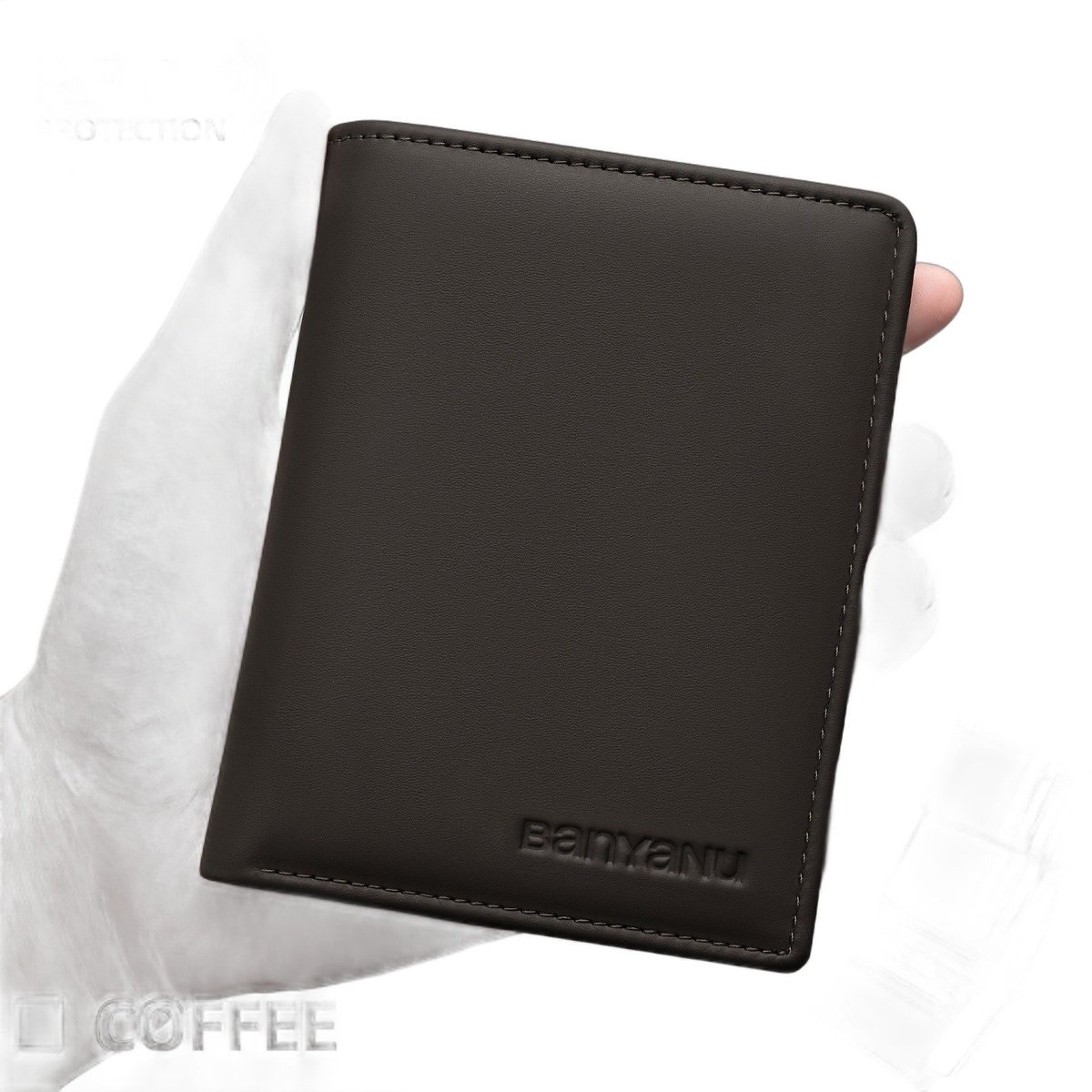 Currero Portomonee - Portemonnee Dames & Heren - RFID Anti Skim - Pasjeshouder - Klein Model - Met Rits - Kunstleer - Bruin