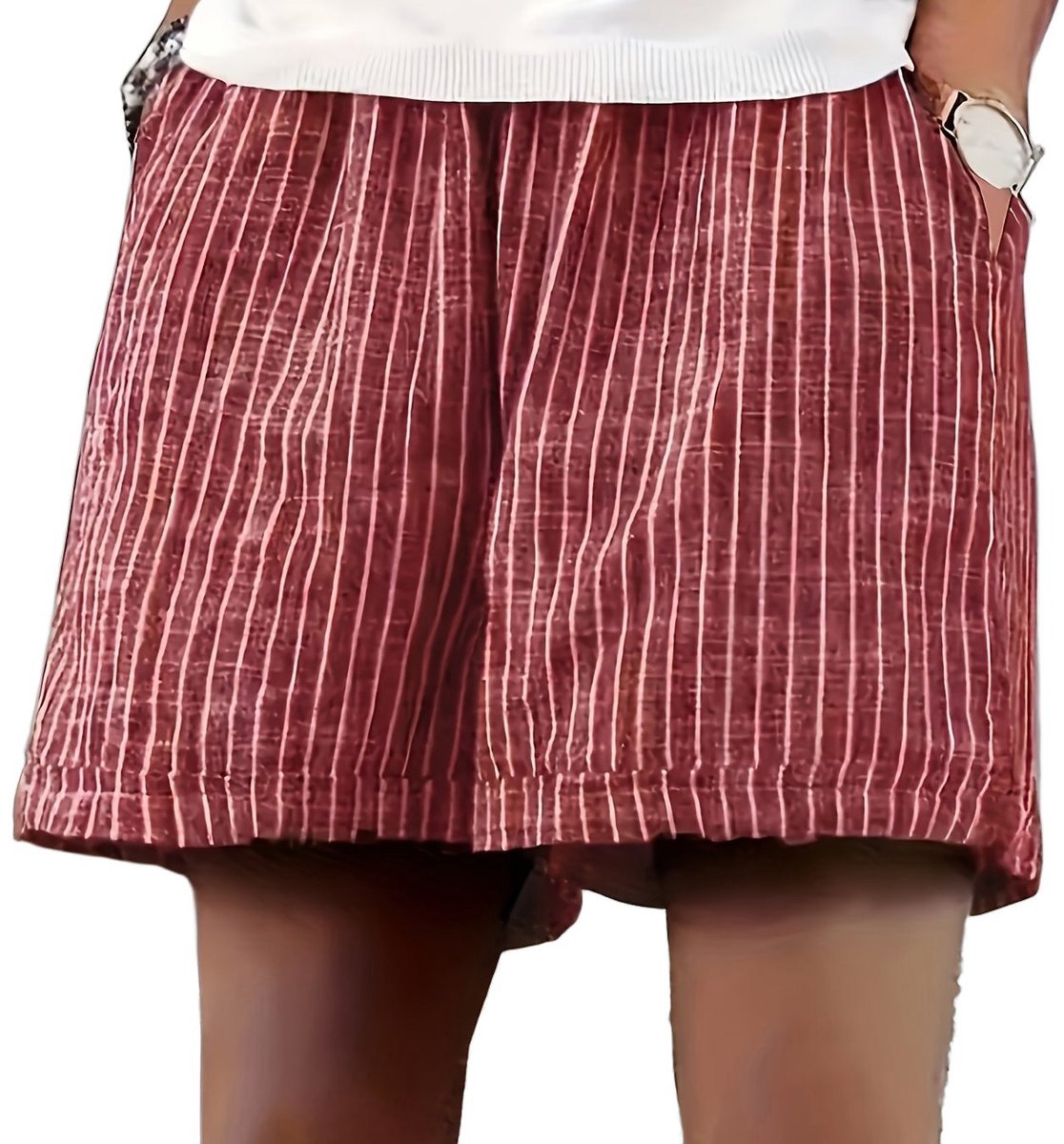 Currero Jorts Dames Jeans Short Korte Spijkerbroek Baggy Fit – Cargo Short Zomer Grote Maten Baksteenrood