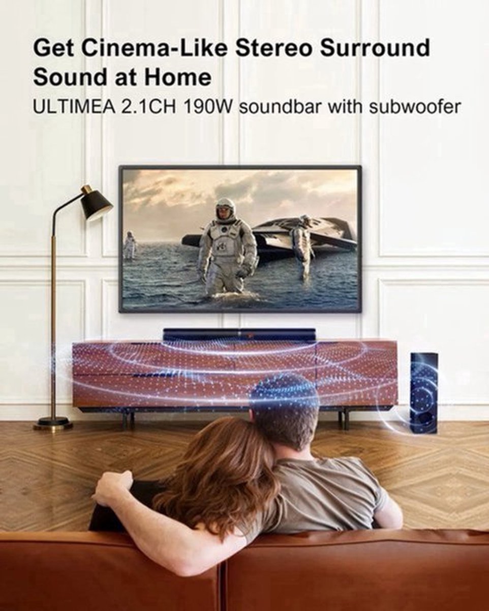 Ultimea - Soundbar - Soundbar voor TV - Luidsprekers - Luidsprekerkabels - Speaker - 3D Surround Soundbar - 190W - 50Hz-20KHz - Zwart