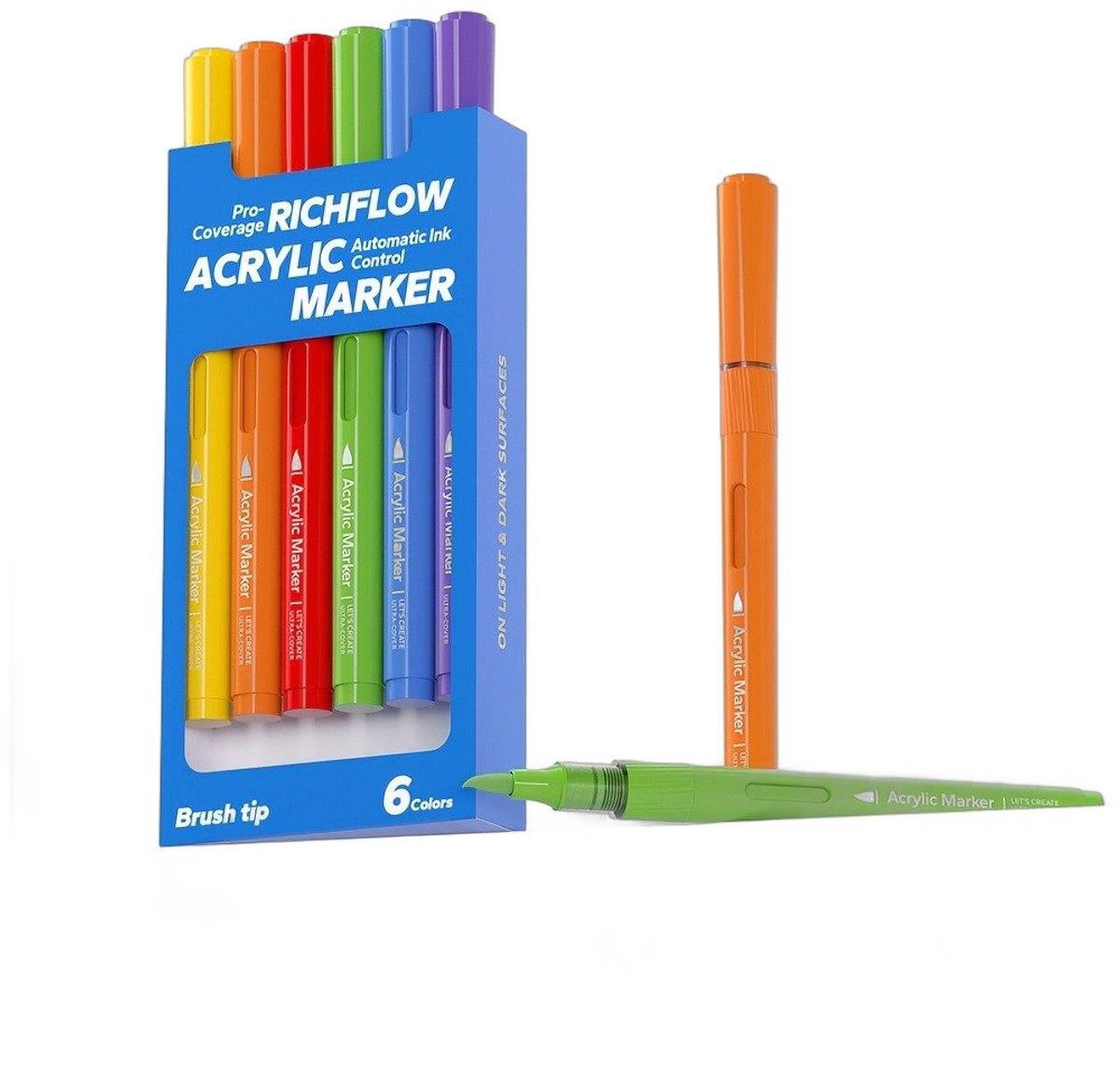 Currero Aquamarkers - Twinmarkers - Brushpennen - Stiften - Markeerstiften Op Waterbasis - Dual Tip - Tekenen En Kleuren - Basiskleuren 6 Stuks