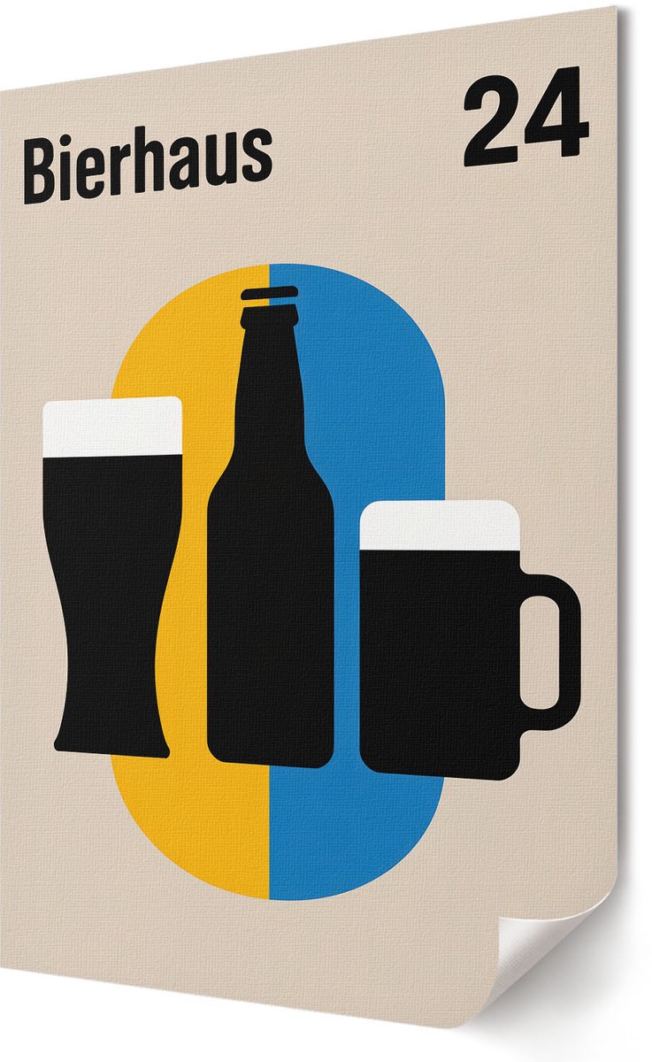 Coloray Polycanvas Wandposter - Bierhaus Poster, Poster - 420 x 594 - Zwart Wandposter - Rechthoek - Muurkunst - Woonkamer, Slaapkamer, Kantoor - Modern