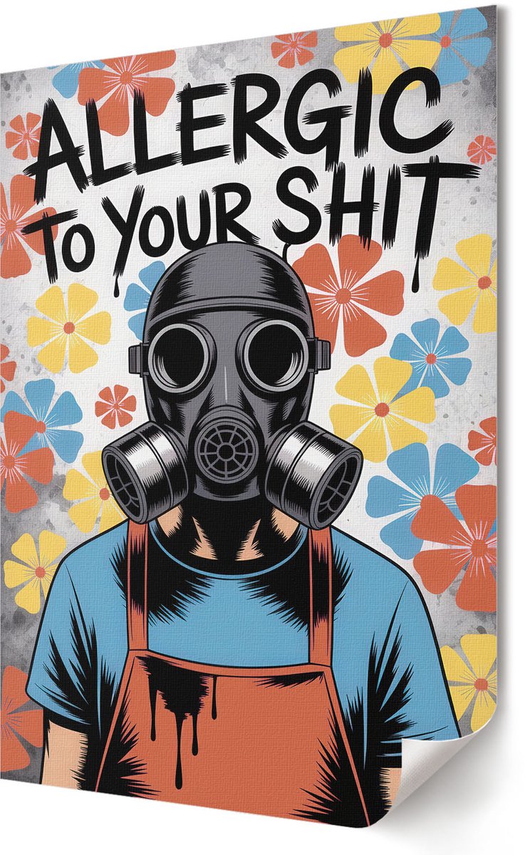 Coloray Polycanvas Wandposter - Allergisch Voor Jou, Illustratie - 420 x 594 - Zwart Wandposter - Rechthoek - Wandkunstwerk - Woonkamer, Slaapkamer, Kantoor - Popcultuur