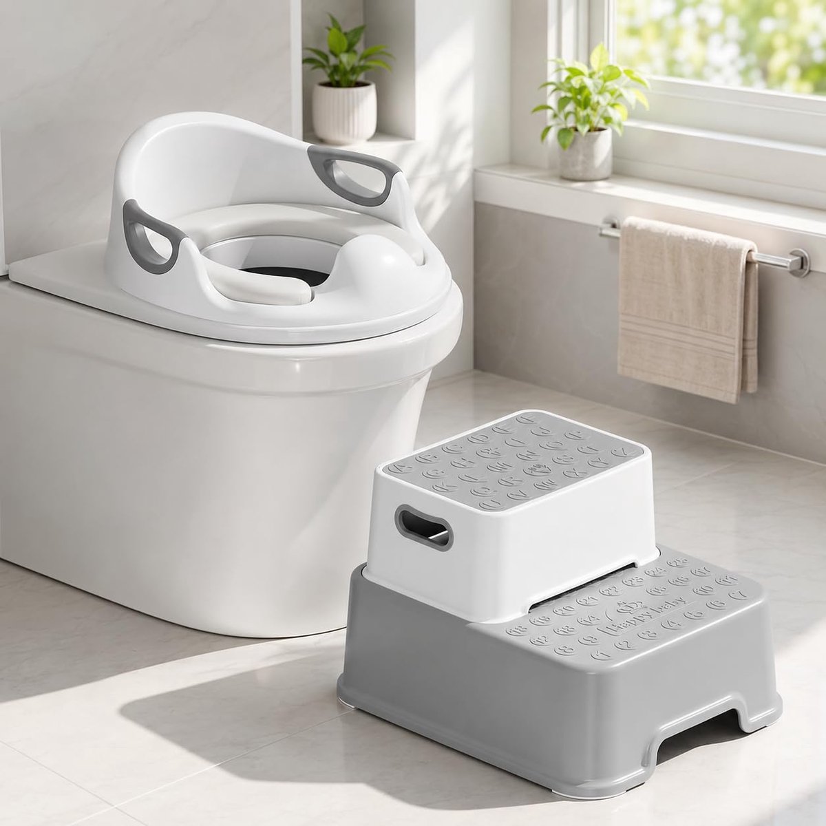 Toiletverkleiner Kind met Opstapje – 2-in-1 WC Trainer – Antislip – Zachte Zitting – 1 tot 8 Jaar