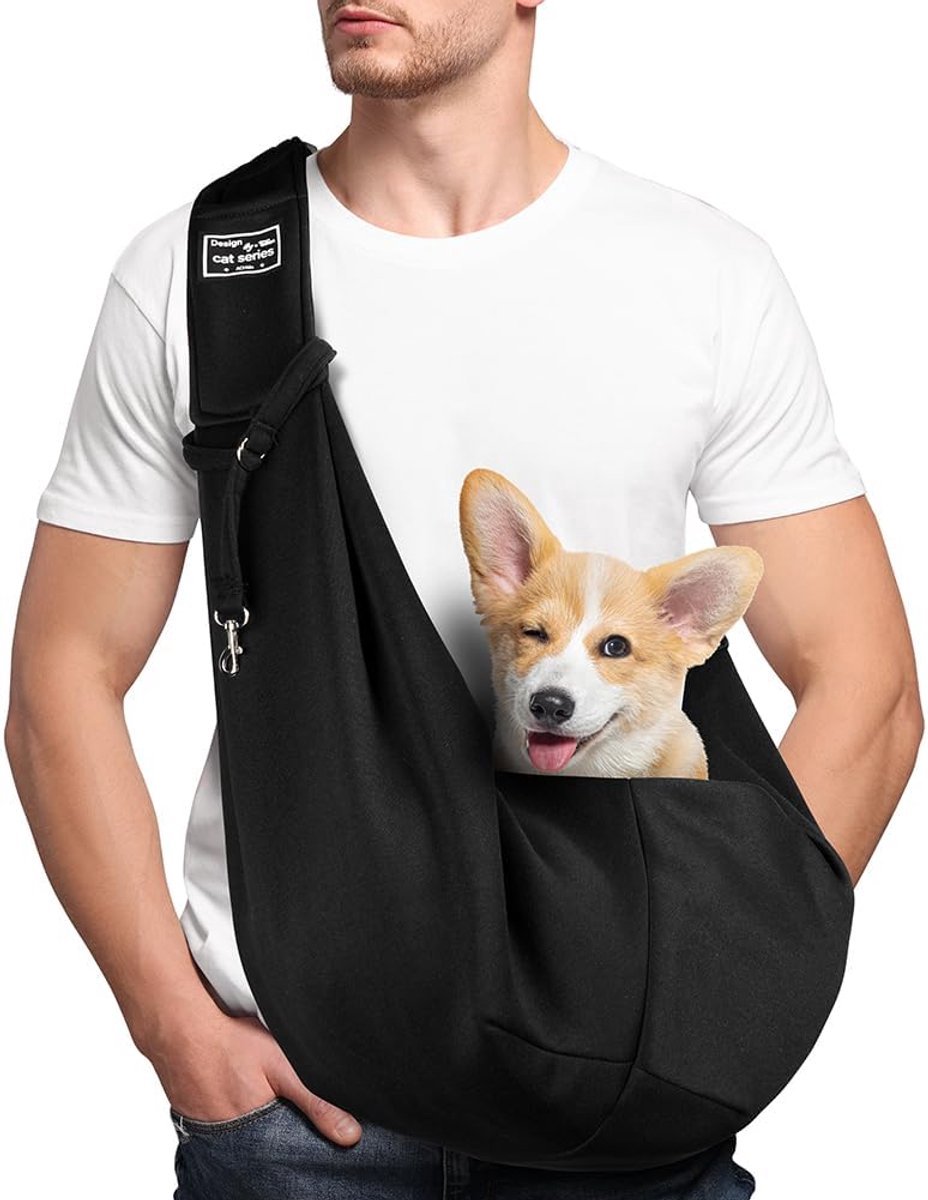 casalora - Honden Draagtas - Kleine Dieren - Honden Draagzak - Puppy Schoudertas - Hondendraagtas - Verstelbare - Dierendraagtas - Reistas Kat - Huisdieren Reistas - Hondentas tot 15 kg - Geschikt voor Reizen of Spelen - Zwart