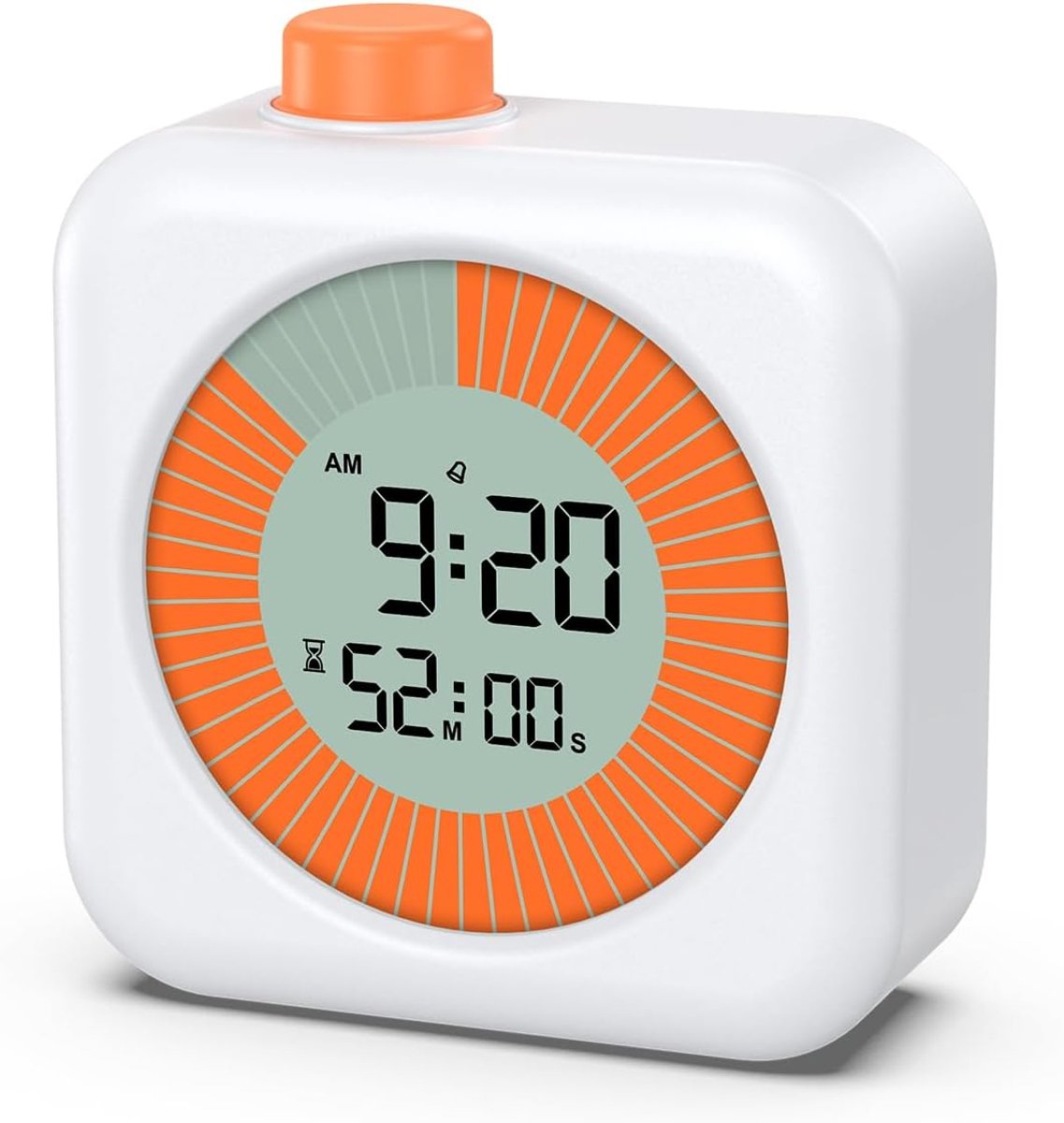 Digitale Visuele Timer 3-in-1 - 60 Minuten Aftelklok met Klok en Alarm - LCD Scherm - 12/24 Uurs - Kookwekker voor Keuken, Sport, Studeren, Schoonheid en Spelletjes - Wit