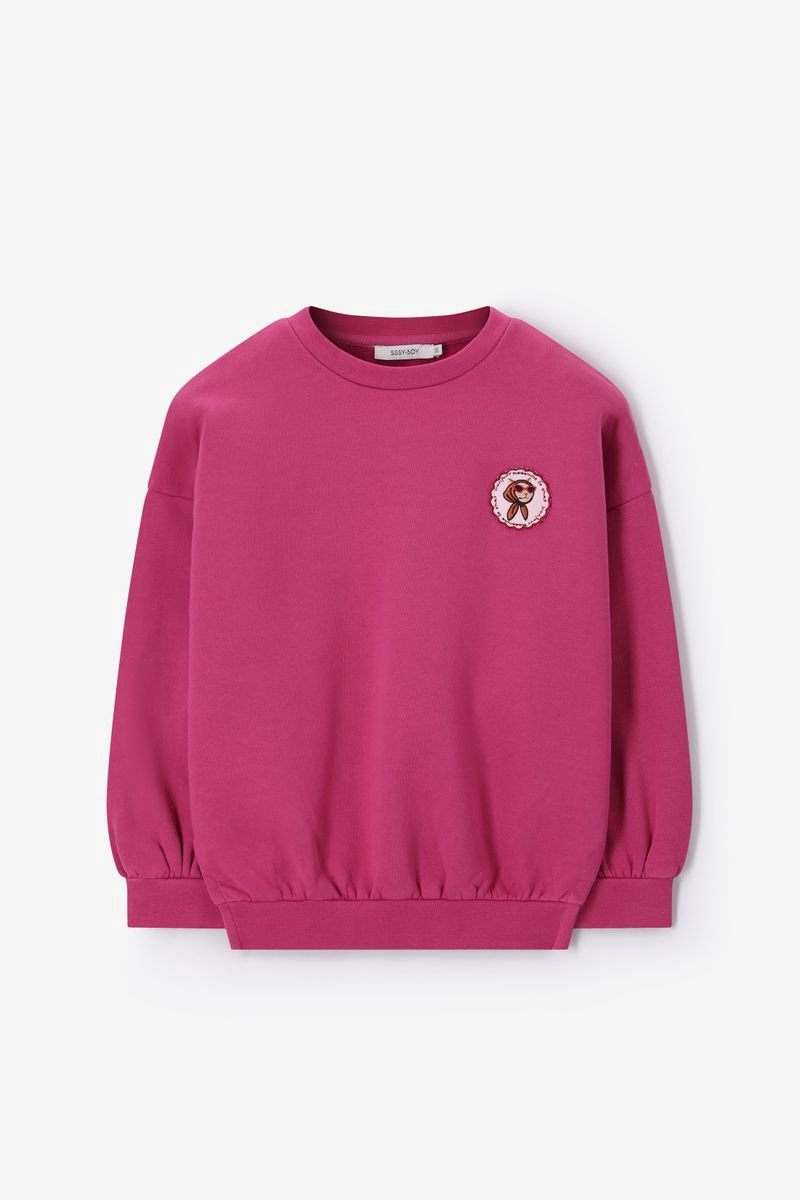 Sissy-Boy - Donkerroze sweater met patch