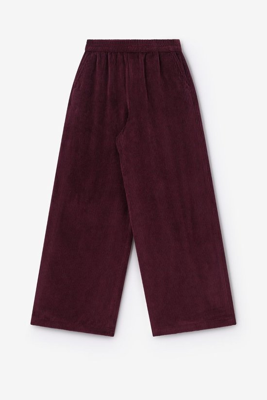 Donkerrode High Waist Corduroy Broek