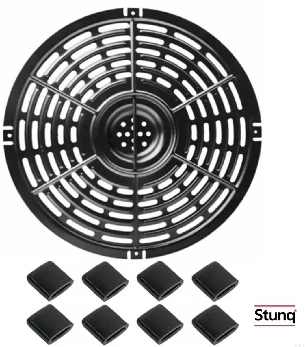 Stunq® Vervangende Grillplaat voor Luchtfriteuse 20 cm met Handvat en Rubberen Dopjes