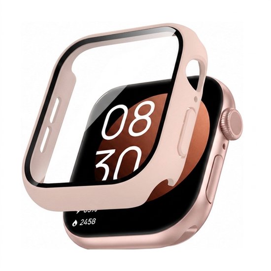 Roze smartwatch beschermhoes met geïntegreerde screenprotector voor Apple Watch.