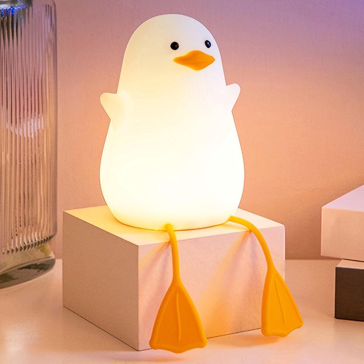 casalora - Babykamer nachtlampjes - Nachtlampje Kinderen - Eend Nachtlampje - Draadloos & Oplaadbaar - Touch Bediening - Dimbaar LED Licht - Slaaptrainer - Meerkleurige lichtbron - Siliconen Bedlampje