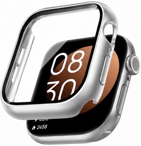 Zilveren hoesje met doorzichtige screenprotector voor een Apple Watch 42mm.