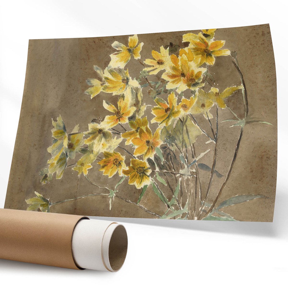 Coloray Canvas Poster Polycanvas - Bloemen Van Het Wiel, Illustratie - 594 x 840 mm - Roze Poster - Rechthoek - Decoratieve poster - Kantoor - Modern
