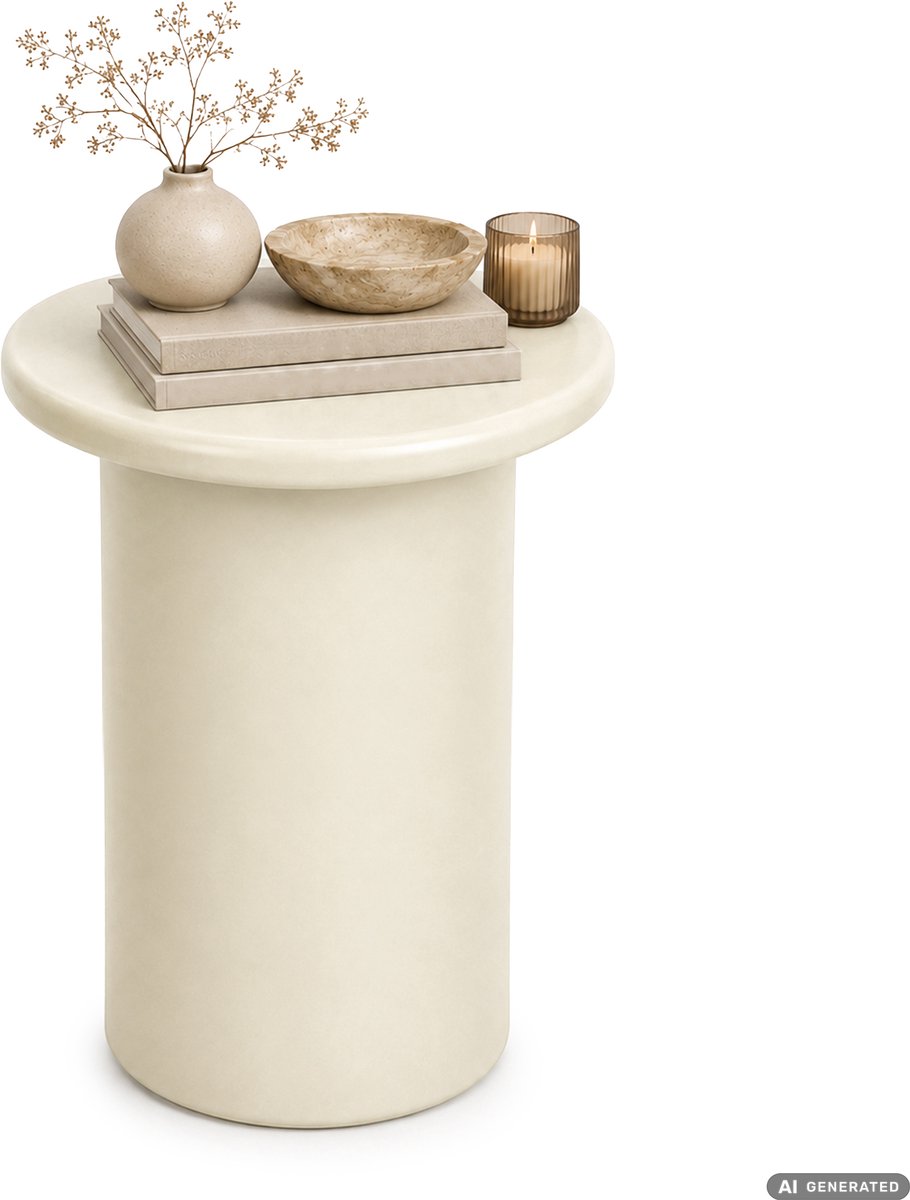 Akord Ronde Salontafel MONO / Modern / 30 cm / Crème / Cilindrische Voet