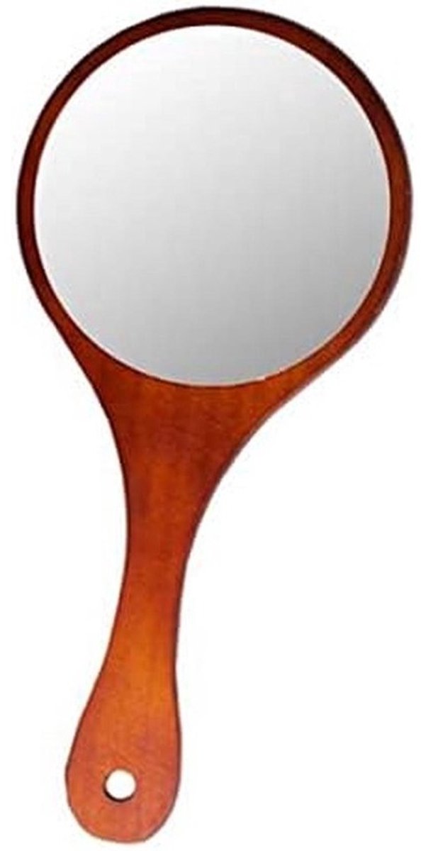Cosmetische Spiegel - Handspiegel - Make-up Aanbrengen - Houten Frame - 27x13cm - Donkerbruin