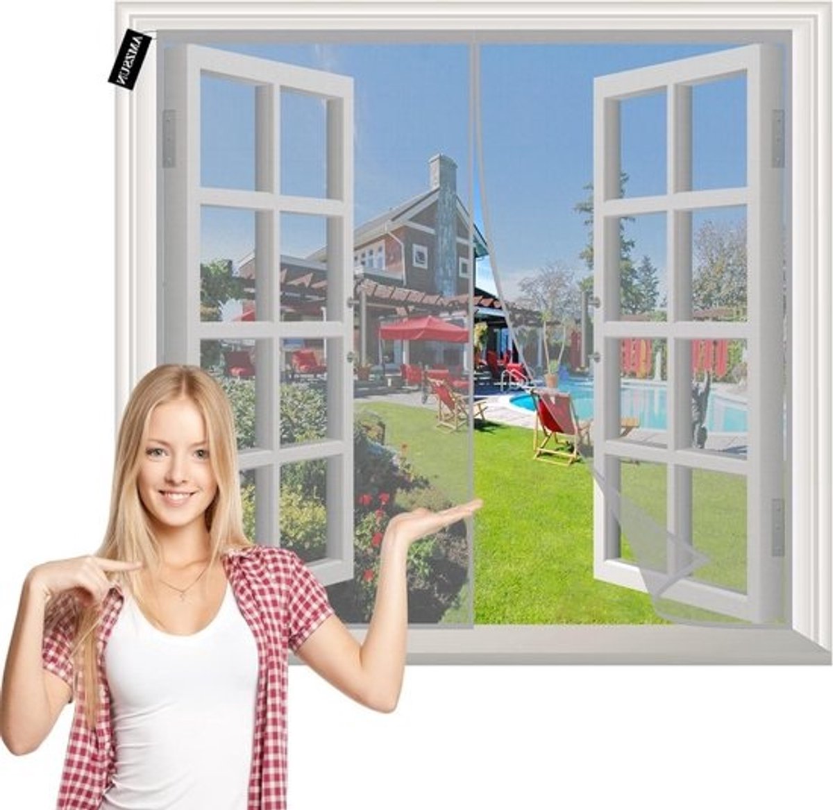 Magnetisch Raamscherm - Vliegengordijn Hor - Insecten Buiten Houden - Automatisch Sluitend - 100x160cm - Grijs