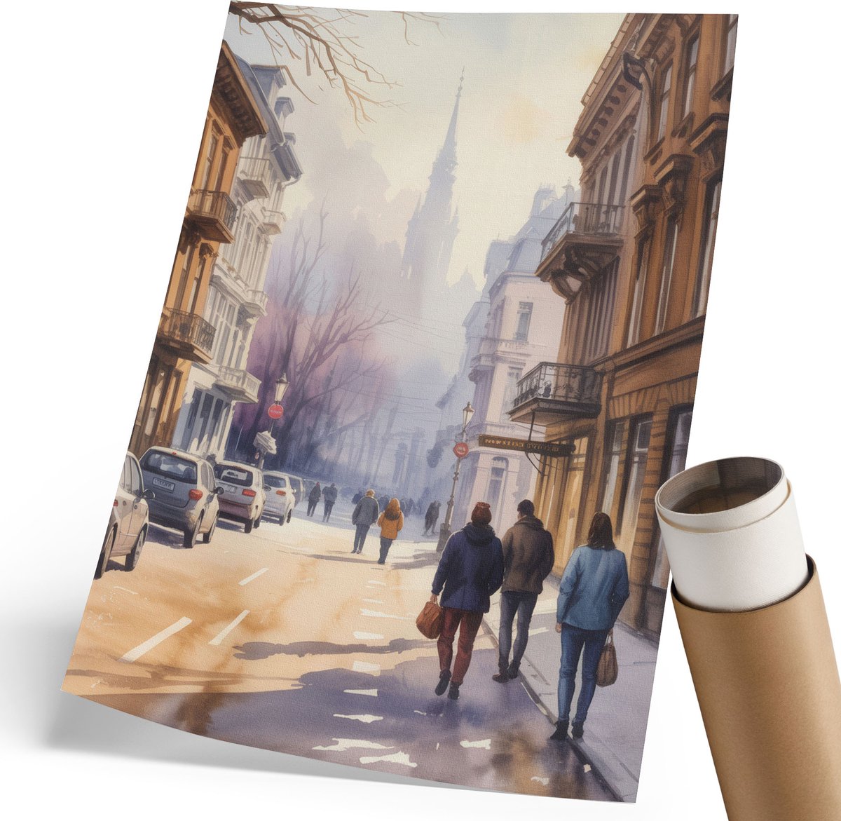 Wallfluent Canvas Poster Polycanvas - Bergmeer, Fotografie - 420 x 594 mm - Blauw Decoratie - Rechthoek - Wandkunst - Woonkamer, Slaapkamer, Kantoor - Klassiek