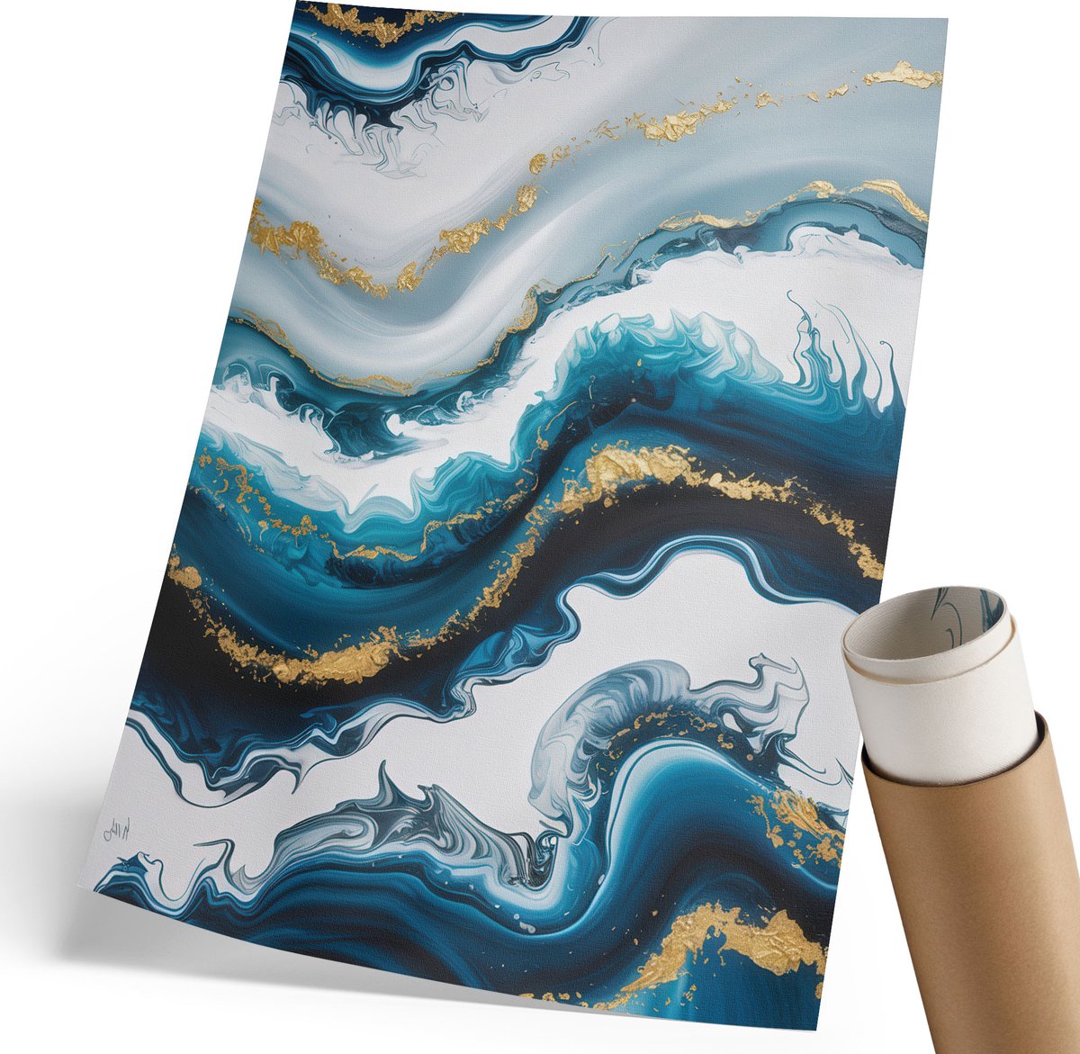Wallfluent Canvas Poster Polycanvas - Moderne Tunnel, Zwart-wit - 297 x 420 mm - Wit Patroon - Rechthoek - Decoratieve poster - Kantoor - Minimalist