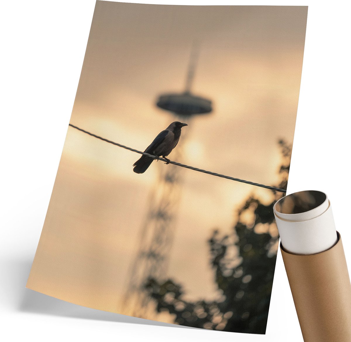 Wallfluent Polycanvas Wandposter - Vliegtuigmotor, Grijs - 297 x 420 mm - Bruin Wandposter - Rechthoek - Canvasposter - Woonkamer - Klassiek