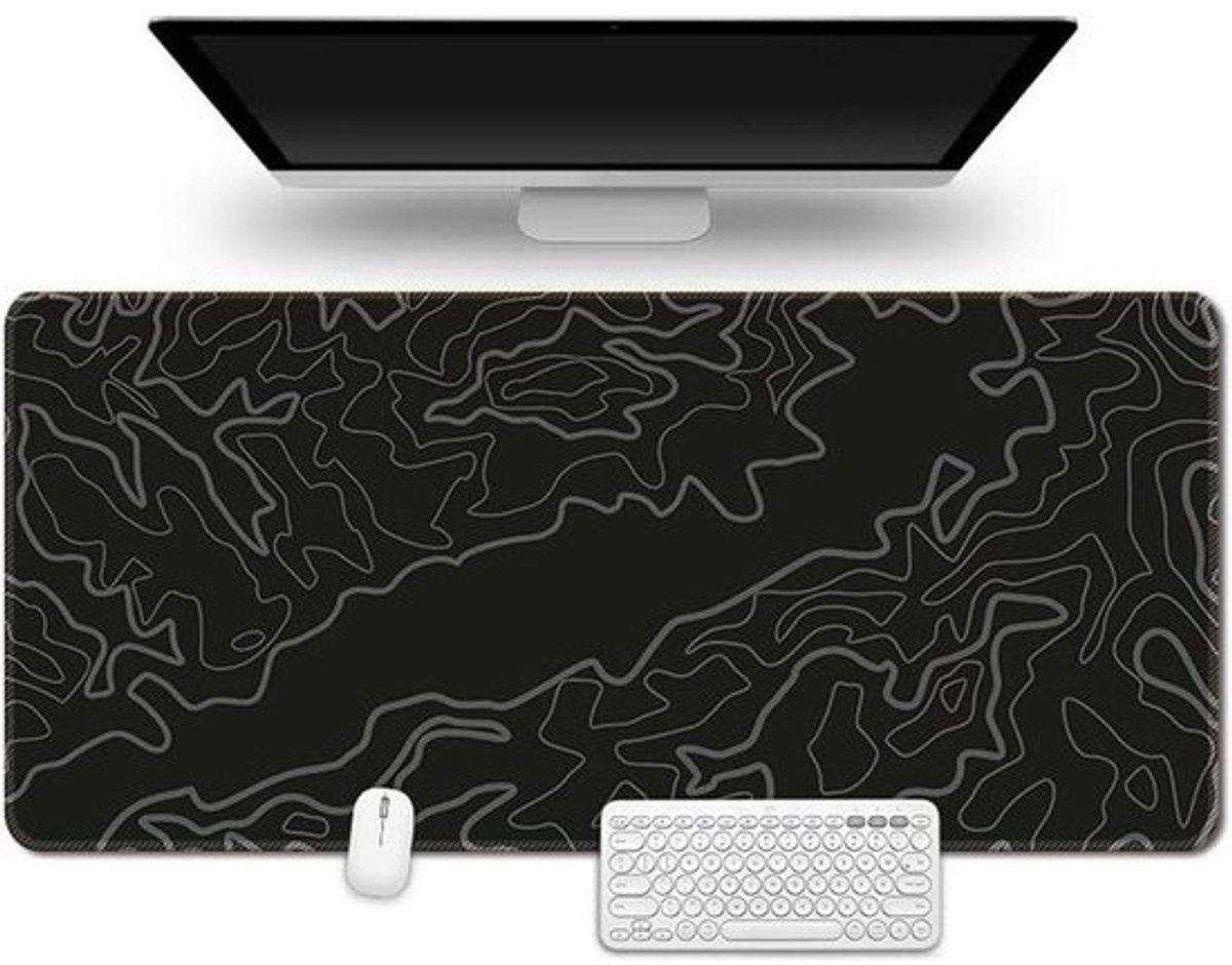 Grote Muismat - Bureauonderlegger Desktopmat - Bureau Organisatie - Antislip Basis Genaaide Randen - 1000x500mm - Zwart