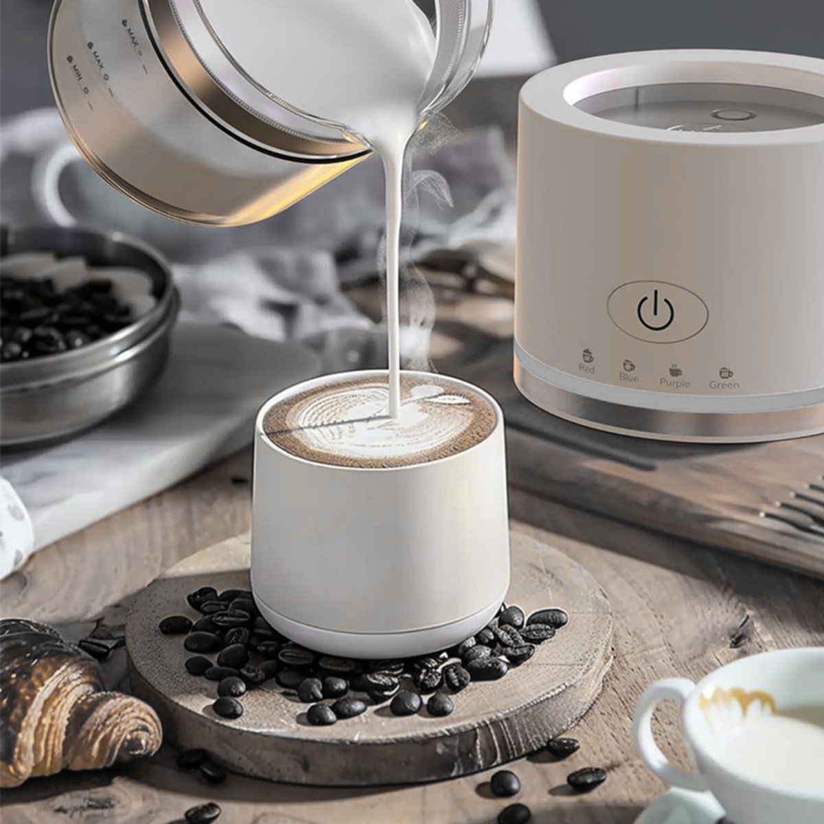 Glazen Melkopschuimer - Elektrische Melkopschuimer - Vaatwasserbestendig - 500 ml - Warm & Koud Schuim - 4 Standen - Automatische Uitschakeling - Milk Frother - Voor Latte & Cappuccino & Macchiato - Wit — cadeau in Kookcadeaus - foto 2