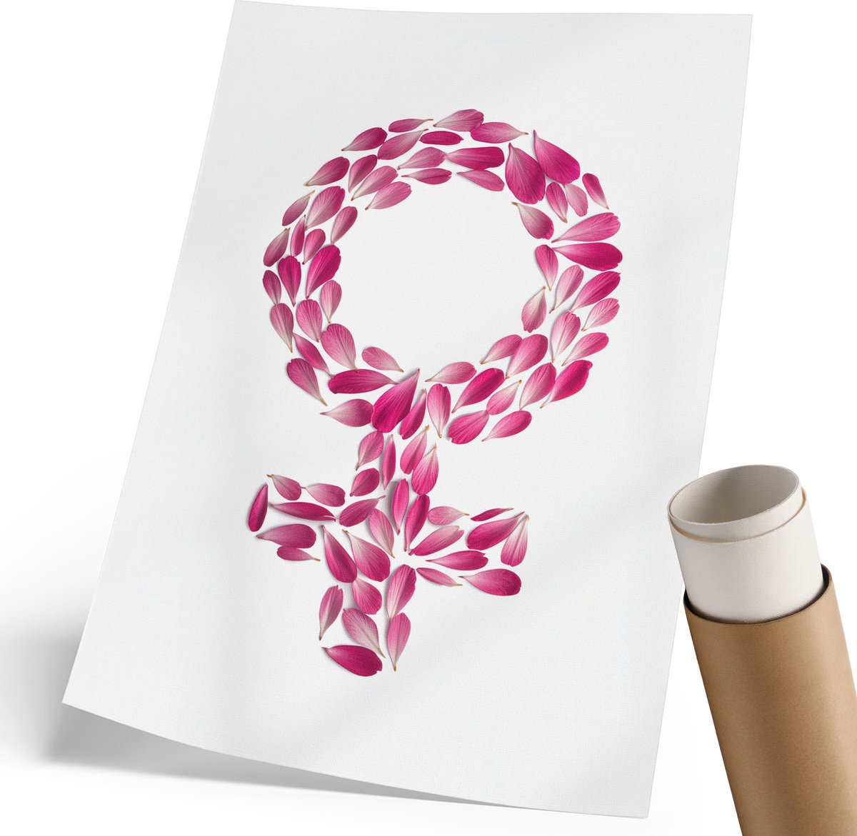 Coloray Polycanvas Wandposter - Bloemige Vrouwelijkheid, Illustratie - 210 x 297 mm - Roze Patroon - Rechthoek - Canvasposter - Woonkamer, Slaapkamer, Kantoor - Boho
