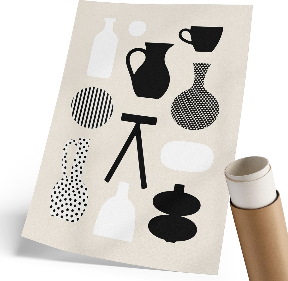 Coloray Polycanvas Poster - Geometrische Patronen, Illustratie - 210 x 297 mm - Beige Illustratie - Rechthoek - Wandkunst - Woonkamer, Slaapkamer, Kantoor - Modern