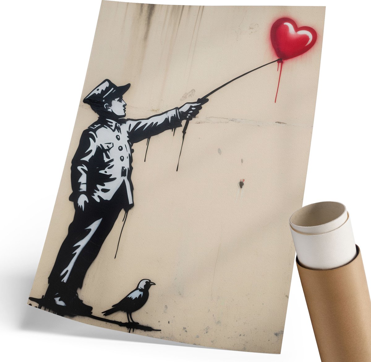 Coloray Polycanvas Wandposter - Graffiti Op De Muur, Illustratie - 210 x 297 mm - Zwart Decoratie - Rechthoek - Muurkunst - Woonkamer, Slaapkamer, Kantoor - Expressief