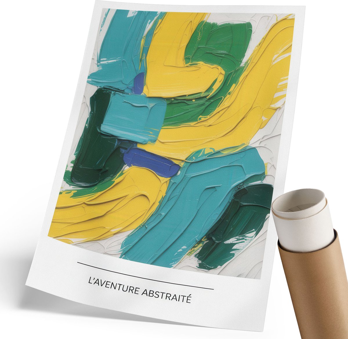 Coloray Polycanvas Poster - Kleurrijke Abstractie, Schilderen - 210 x 297 mm - Geel Wanddecoratie - Rechthoek - Kunstposter - Woonkamer, Slaapkamer, Kantoor - Expressief