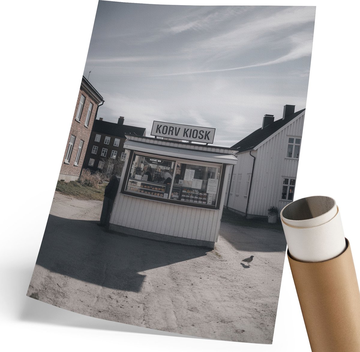 Coloray Polycanvas Wandposter - Een Rustige Scène, Fotografie - 210 x 297 mm - Grijs Kunst - Rechthoek - Interieurdecoratie - Woonkamer, Slaapkamer, Kantoor - Modern