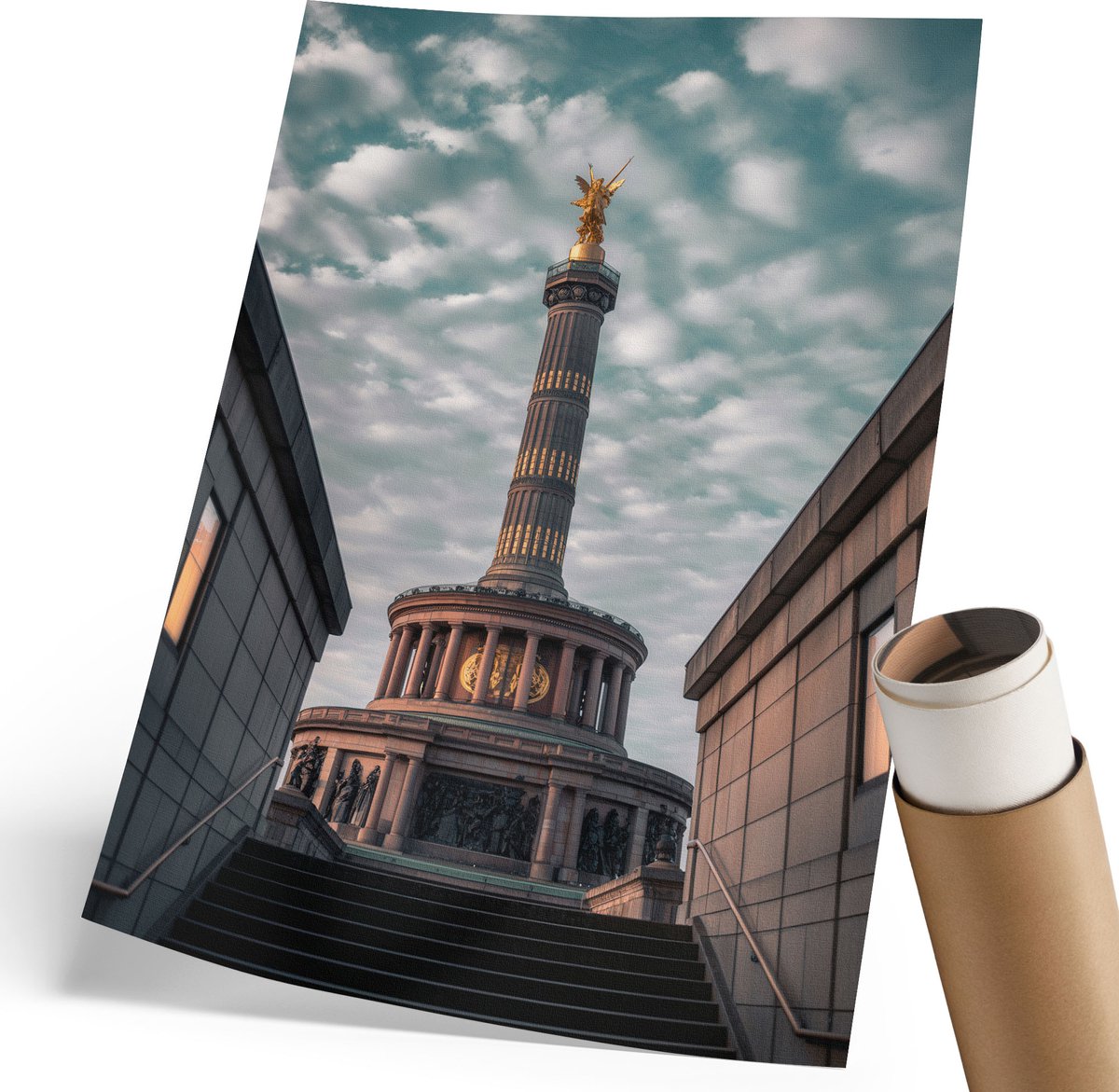 Coloray Polycanvas Wandposter - Monumentale Kolom, Fotografie - 210 x 297 mm - Grijs Poster - Rechthoek - Canvasposter - Woonkamer, Slaapkamer, Kantoor - Klassiek