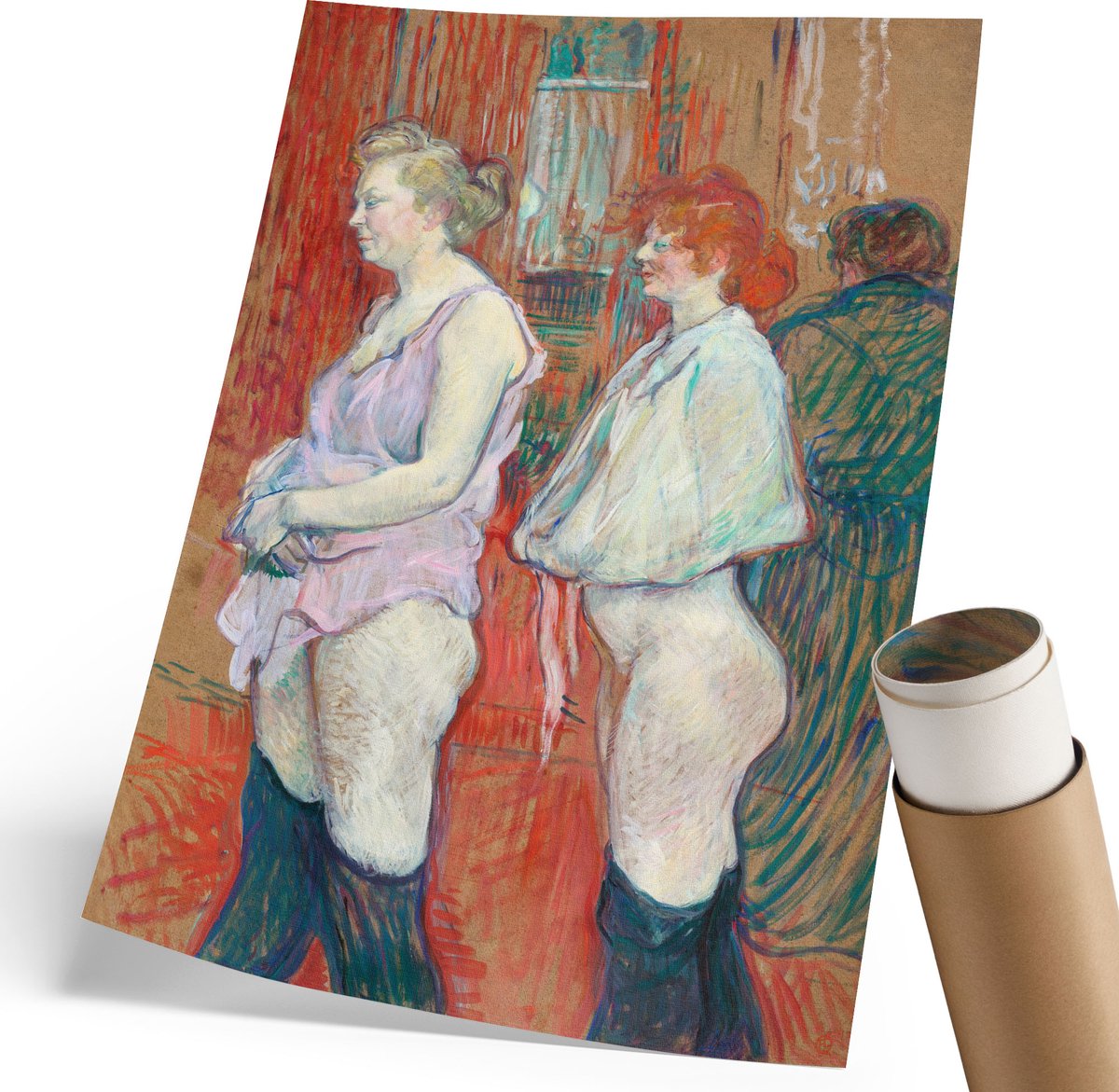 Coloray Canvas Poster Polycanvas - Rue Des Moulins, Schilderen - 210 x 297 mm - Rood Decoratie - Rechthoek - Muurdecoratie - Woonkamer, Slaapkamer, Kantoor - Expressief
