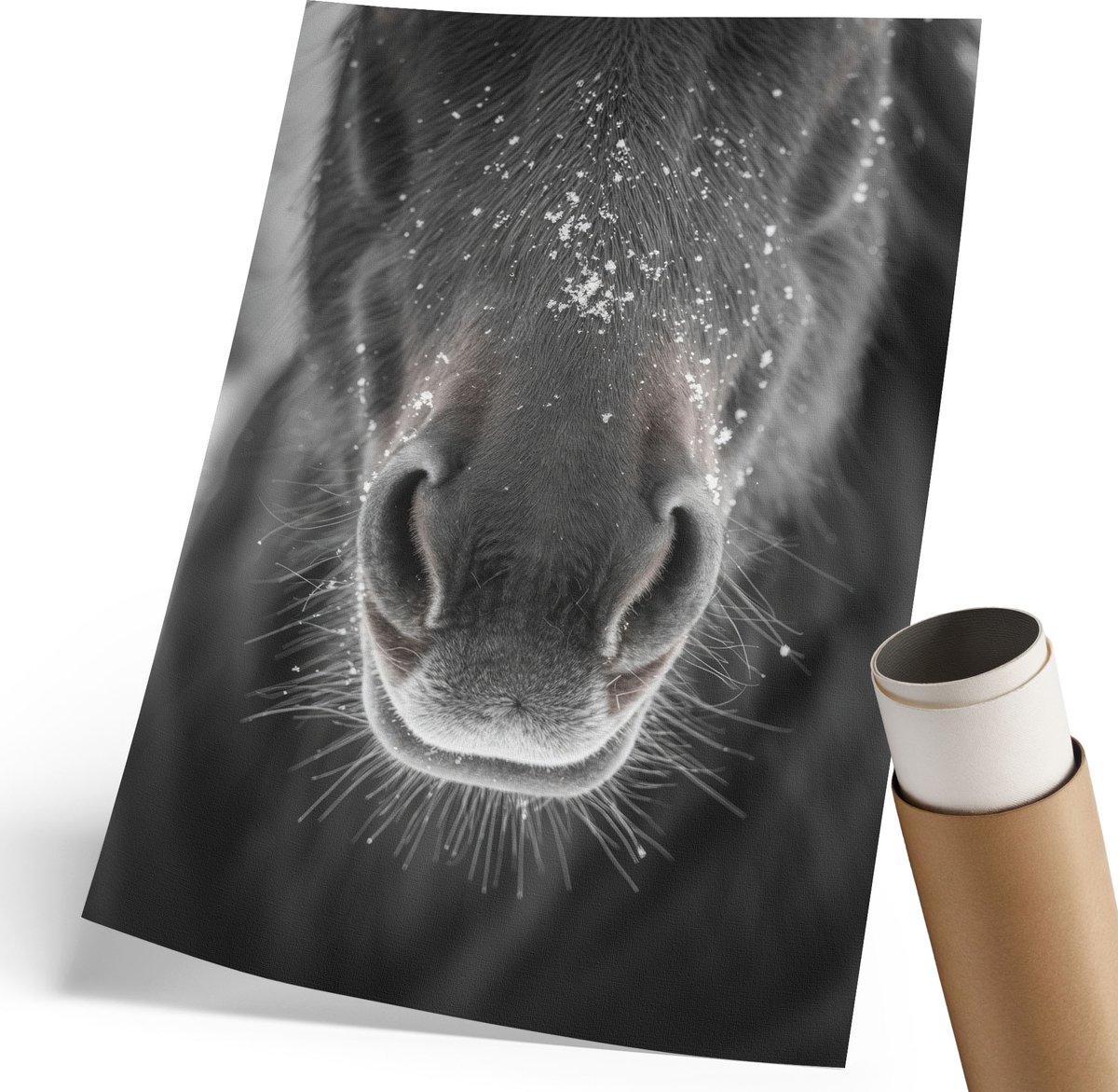 Coloray Canvas Poster Polycanvas - Paard En Sneeuw, Fotografie - 210 x 297 mm - Grijs Decoratie - Rechthoek - Decoratieve poster - Woonkamer, Slaapkamer, Kantoor - Modern