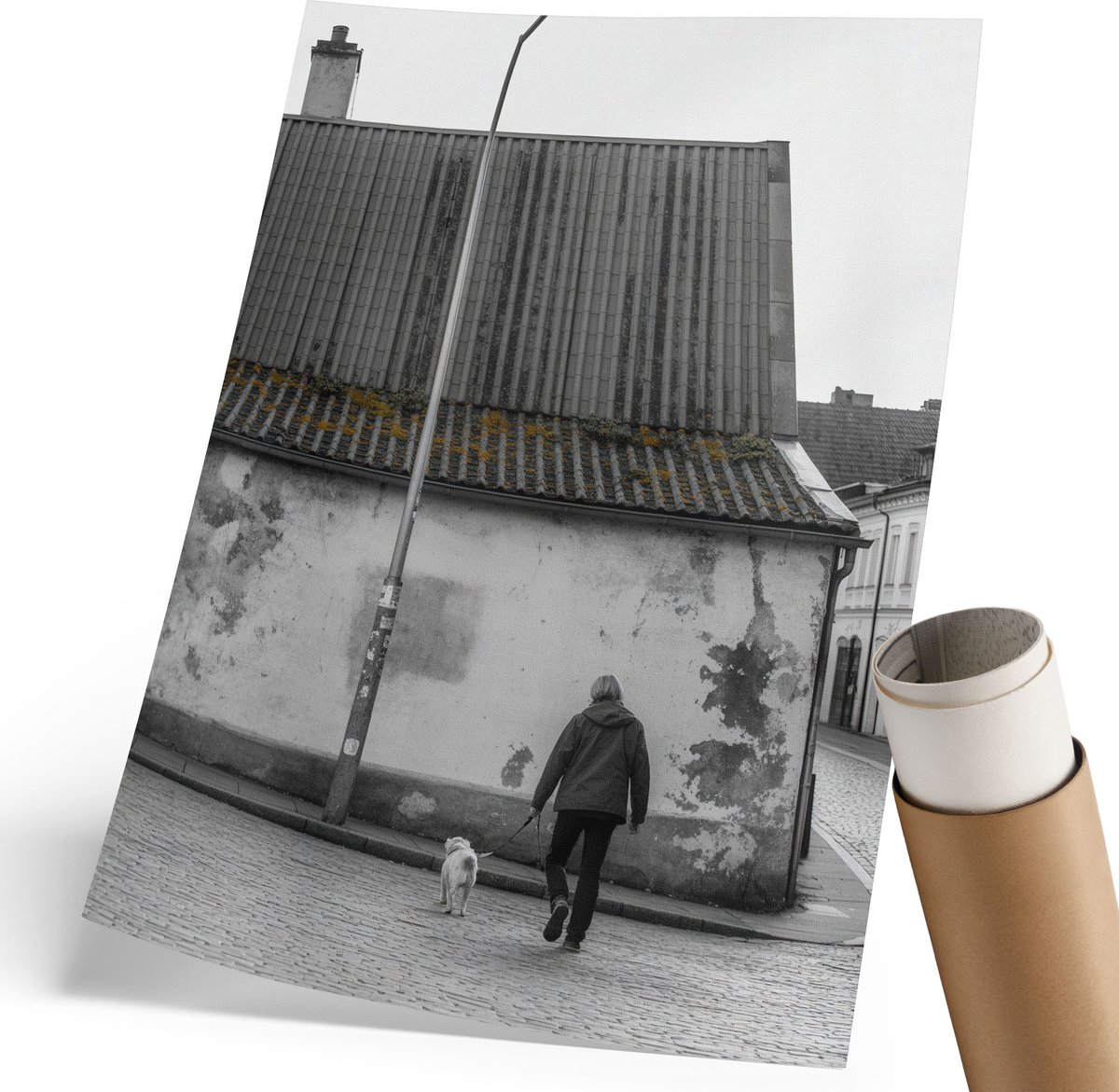 Coloray Polycanvas Wandposter - Zeegezicht, Blauw - 210 x 297 mm - Grijs Design - Rechthoek - Canvasposter - Woonkamer - Klassiek