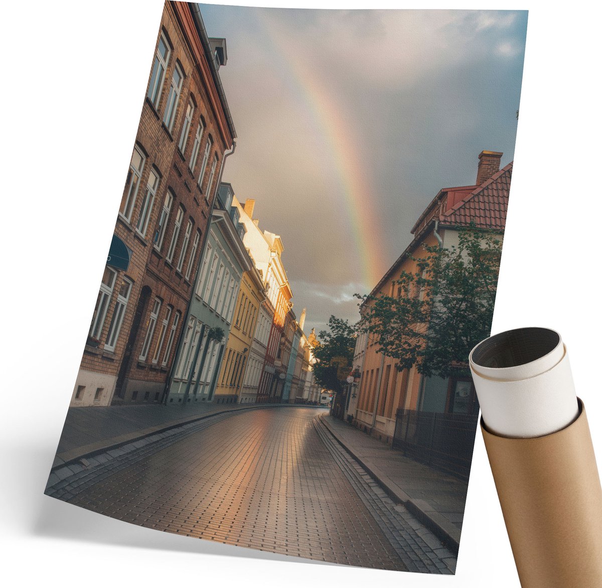 Coloray Canvas Poster Polycanvas - Winterminimalisme, Wit - 210 x 297 mm - Bruin Decoratie - Rechthoek - Decoratieve poster - Kantoor - Klassiek