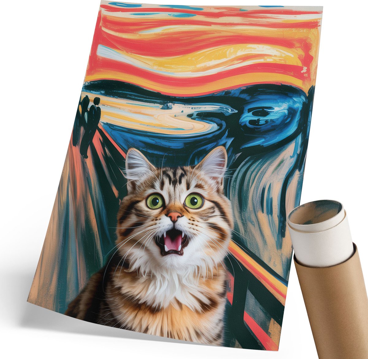 Coloray Polycanvas Poster - Kat Gilt, Illustratie - 210 x 297 mm - Oranje Wandposter - Rechthoek - Muurdecoratie - Woonkamer, Slaapkamer, Kantoor - Expressief