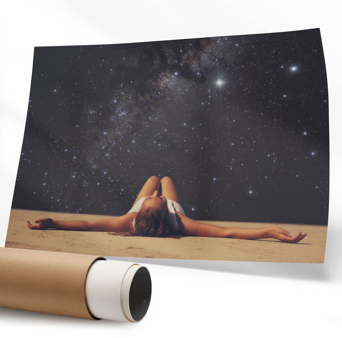 Coloray Polycanvas Wandposter – Sterren 'S Nachts, Zwart – 594 x 840 mm – Zwart Wanddecoratie – Rechthoek – Wandkunst – Slaapkamer – Modern
