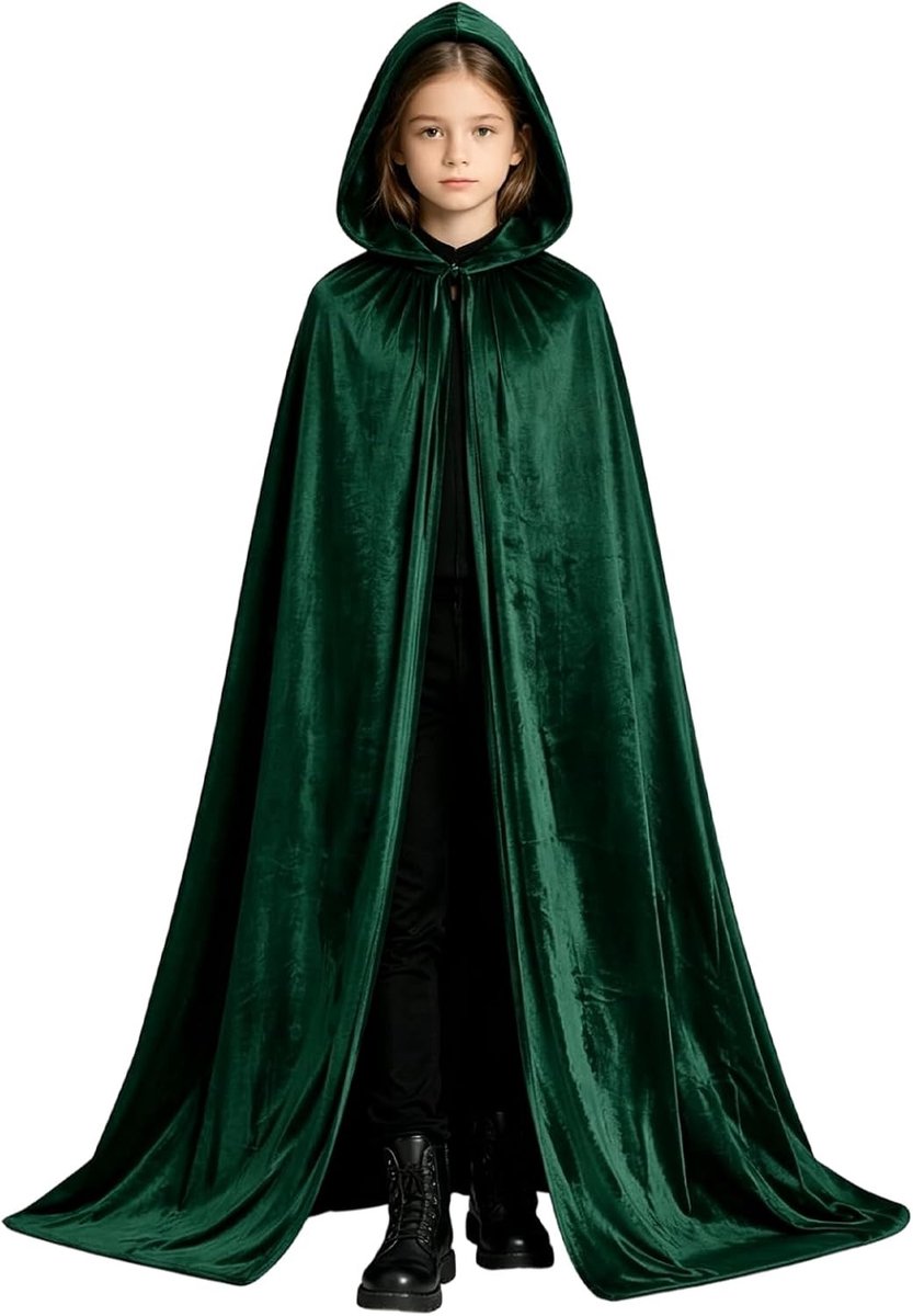 Donkergroene Draagbare Cloak voor Vrouwen - Perfect voor Halloween, Cosplay en Toneeloptredens met Kap