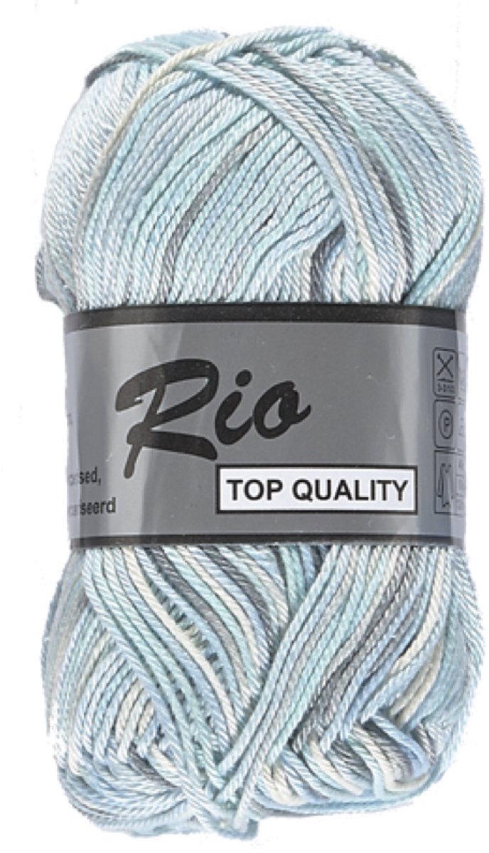 Lammy yarns Rio multi katoen garen - blauw grijs (622) - 10 bollen
