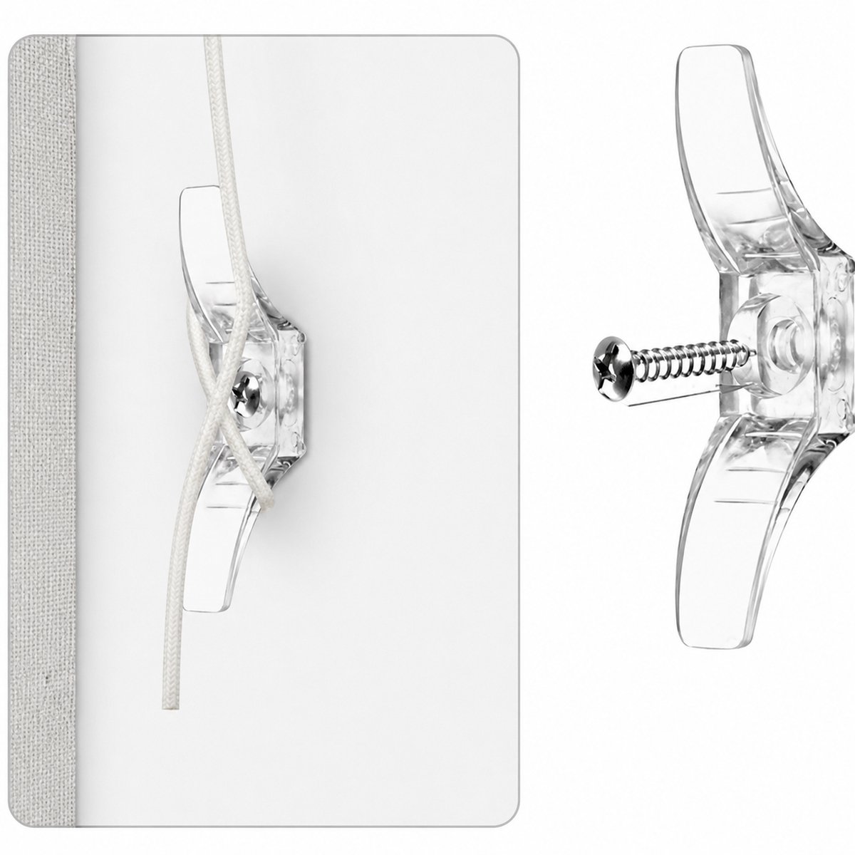 FSW-Products Transparante Koordhouder voor Raamdecoratie 2 Stuks – Schroefbevestiging - Gordijnaccessoires